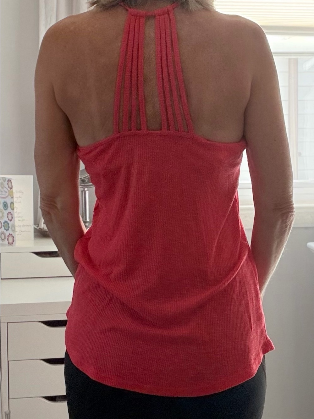 Bright Coral Strap Back Tank Top